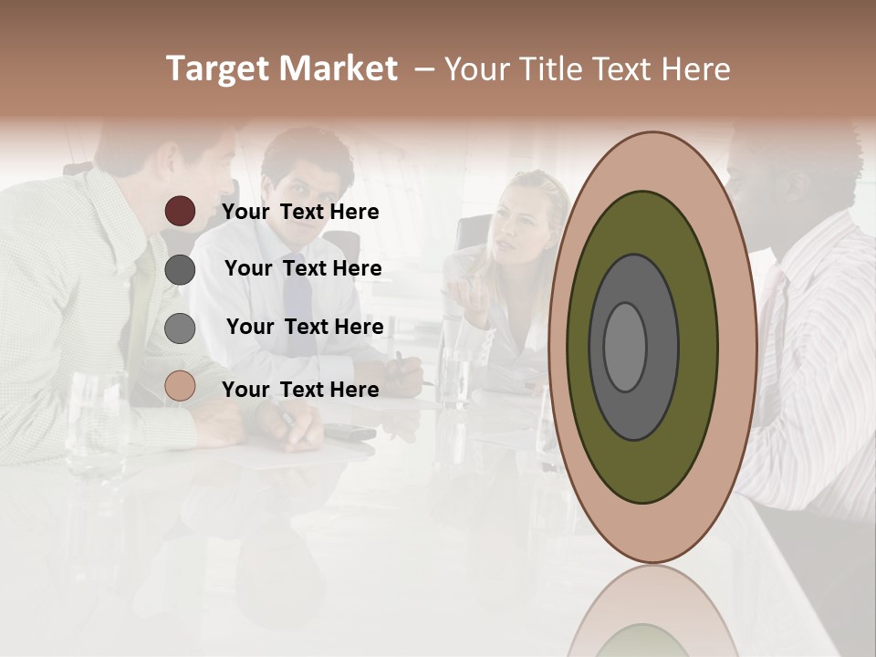 A Group Of People Sitting Around A Conference Table PowerPoint Template