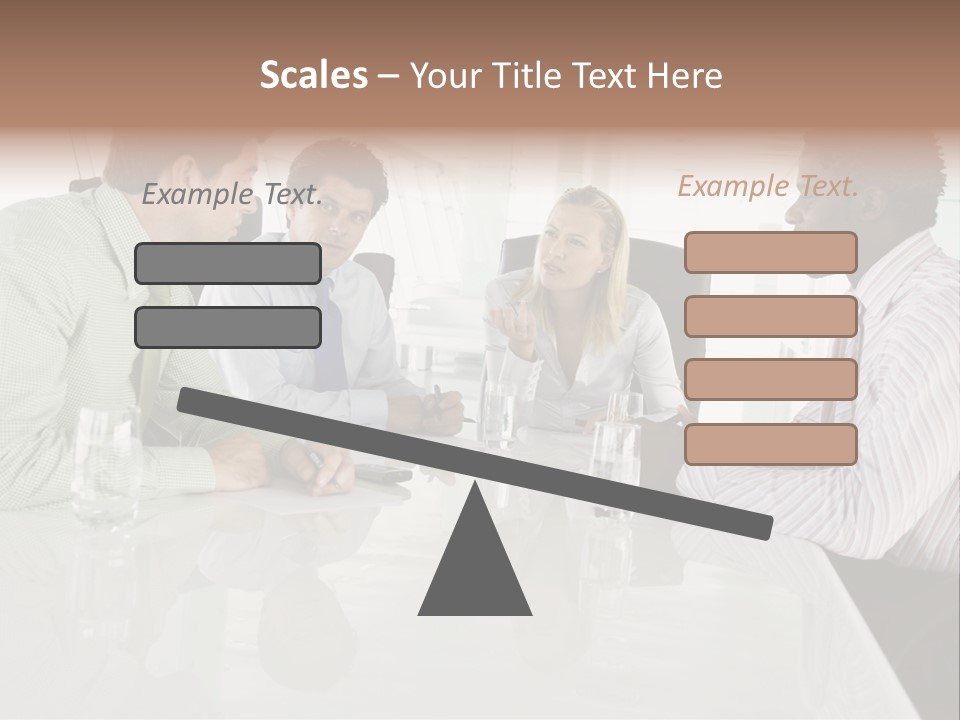 A Group Of People Sitting Around A Conference Table PowerPoint Template