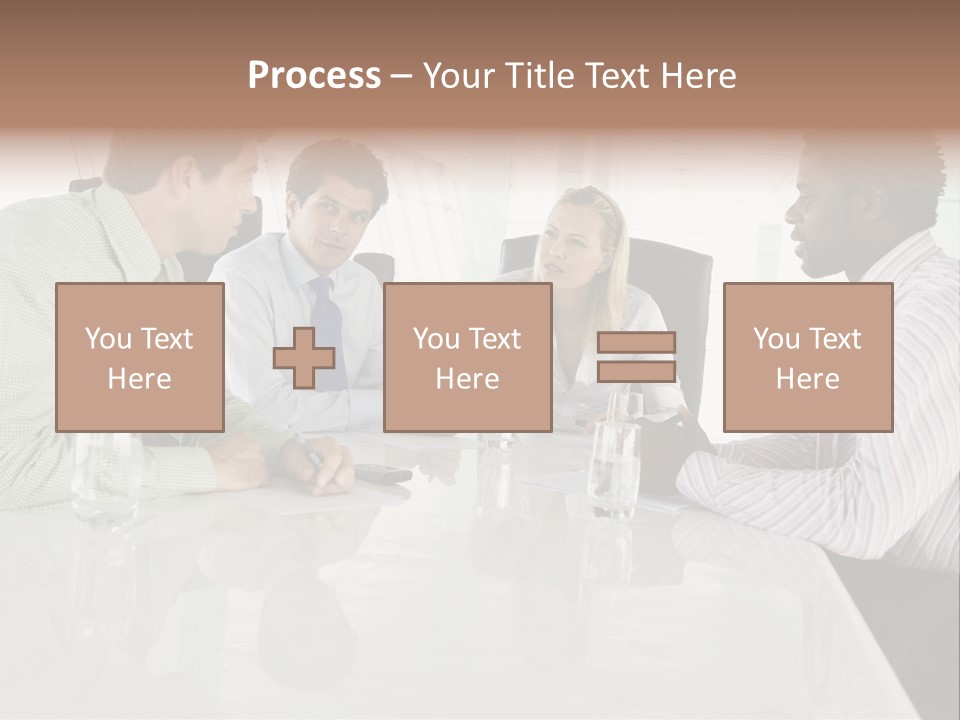A Group Of People Sitting Around A Conference Table PowerPoint Template