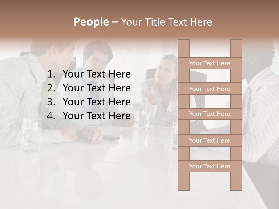 A Group Of People Sitting Around A Conference Table PowerPoint Template