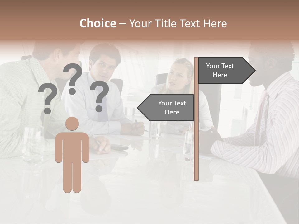 A Group Of People Sitting Around A Conference Table PowerPoint Template