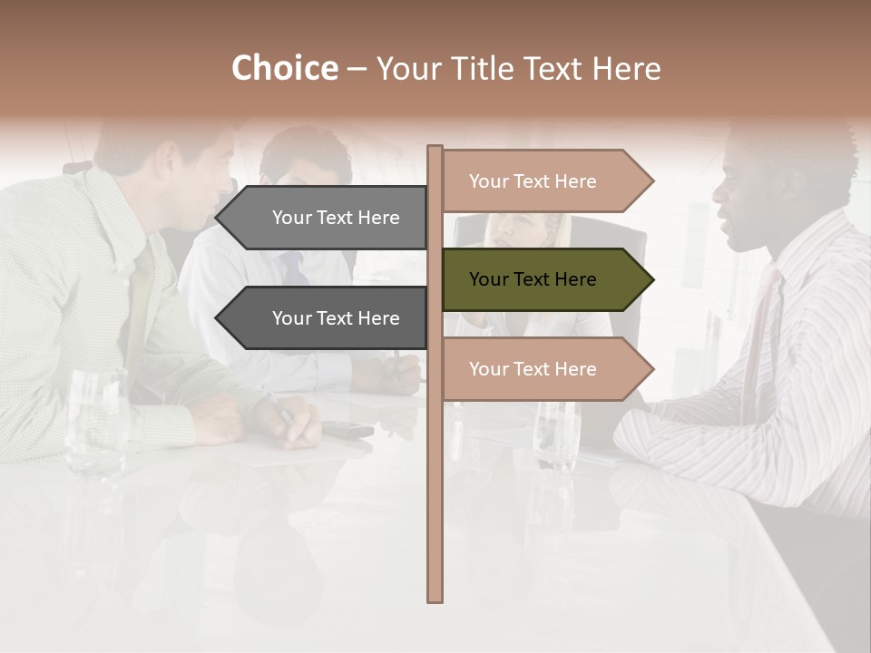 A Group Of People Sitting Around A Conference Table PowerPoint Template