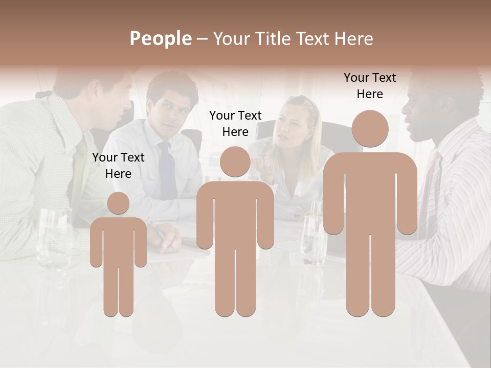 A Group Of People Sitting Around A Conference Table PowerPoint Template