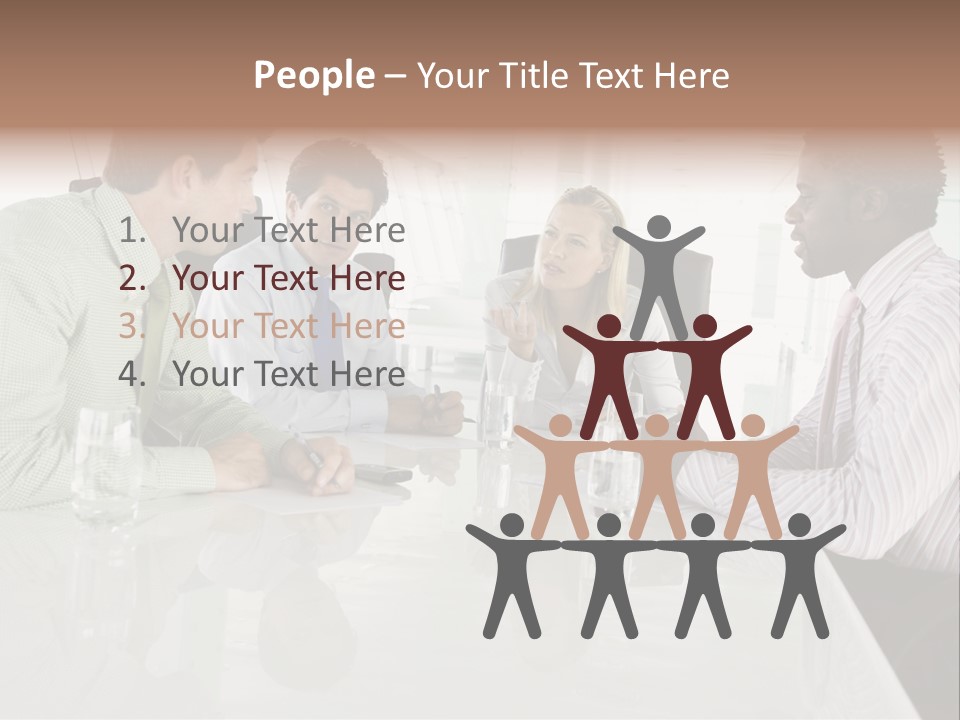 A Group Of People Sitting Around A Conference Table PowerPoint Template
