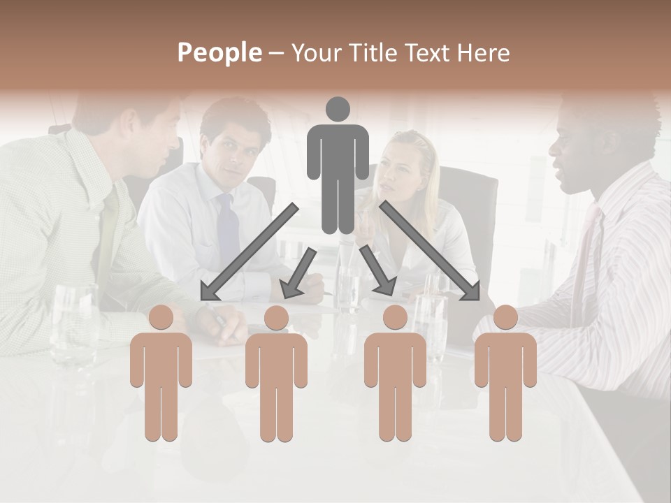 A Group Of People Sitting Around A Conference Table PowerPoint Template