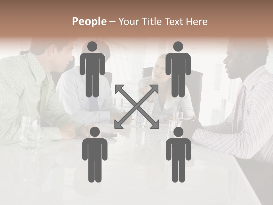 A Group Of People Sitting Around A Conference Table PowerPoint Template