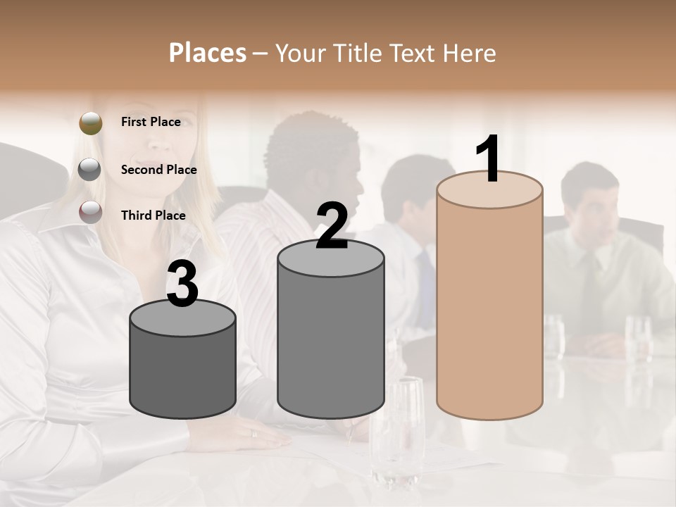 A Group Of People Sitting Around A Conference Table PowerPoint Template