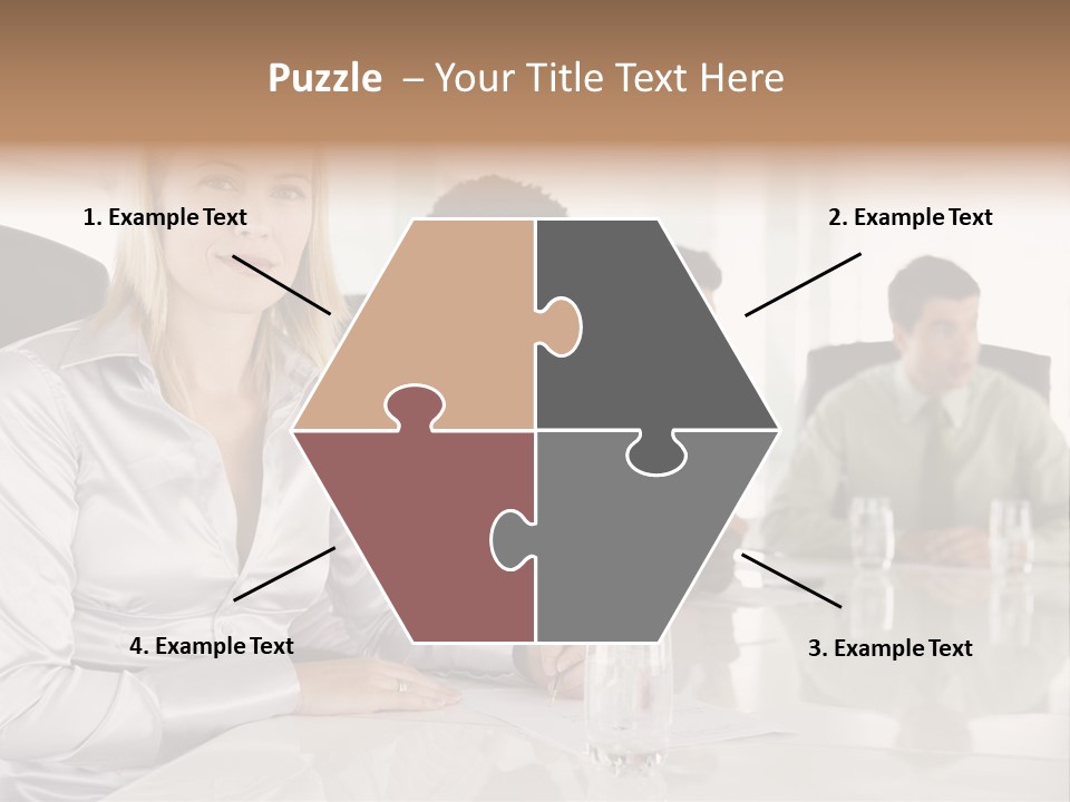 A Group Of People Sitting Around A Conference Table PowerPoint Template