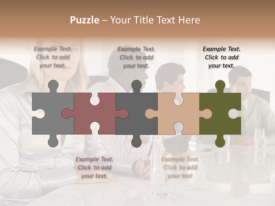 A Group Of People Sitting Around A Conference Table PowerPoint Template