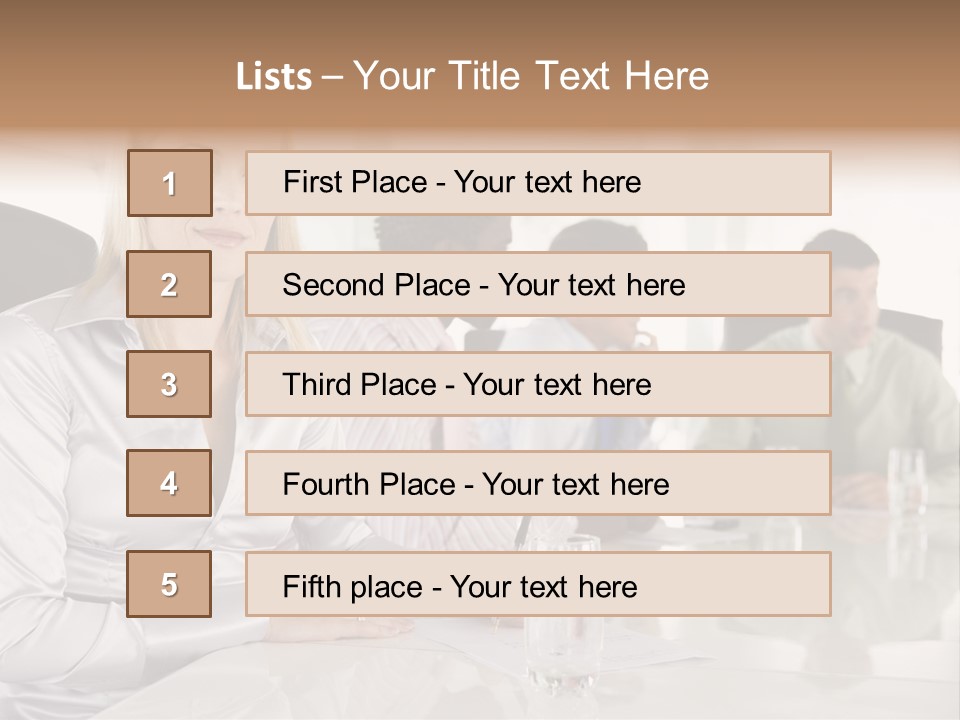 A Group Of People Sitting Around A Conference Table PowerPoint Template