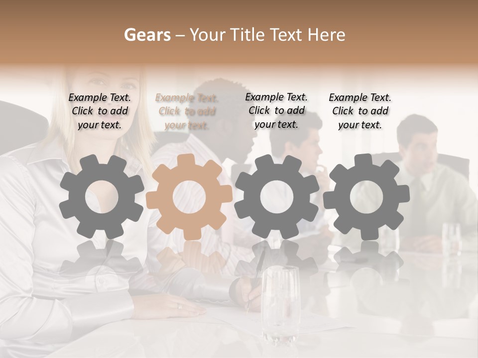 A Group Of People Sitting Around A Conference Table PowerPoint Template