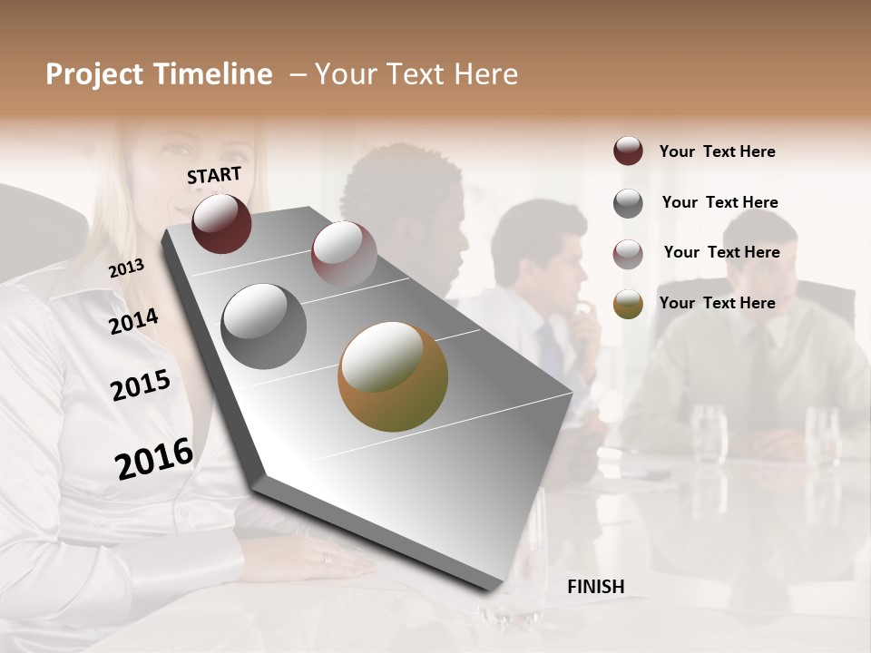 A Group Of People Sitting Around A Conference Table PowerPoint Template