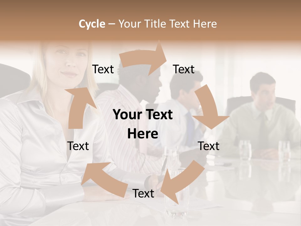 A Group Of People Sitting Around A Conference Table PowerPoint Template