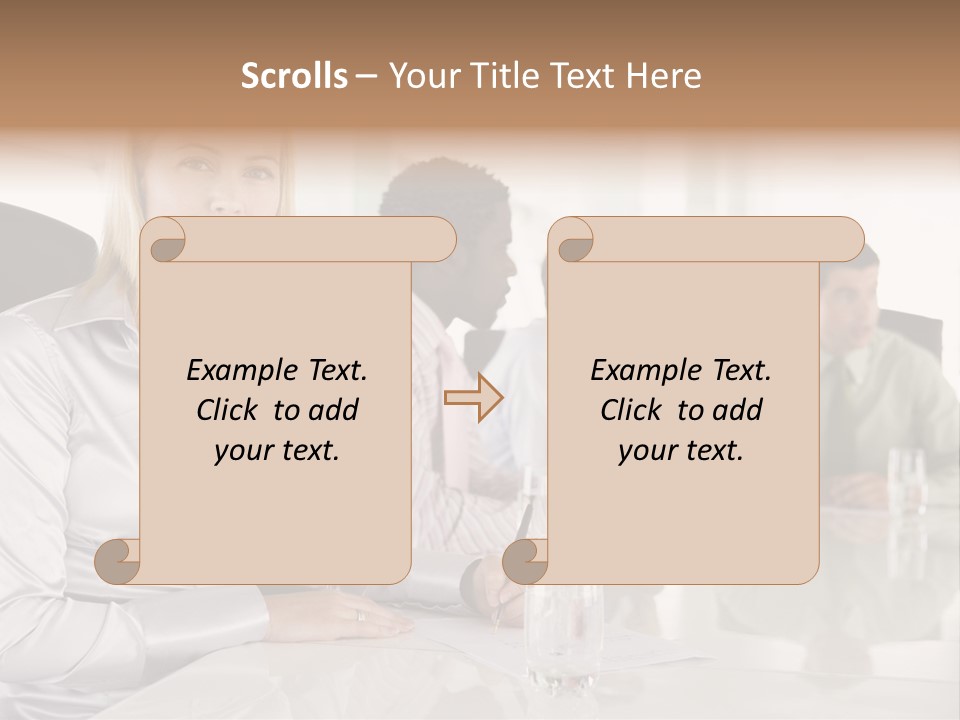 A Group Of People Sitting Around A Conference Table PowerPoint Template