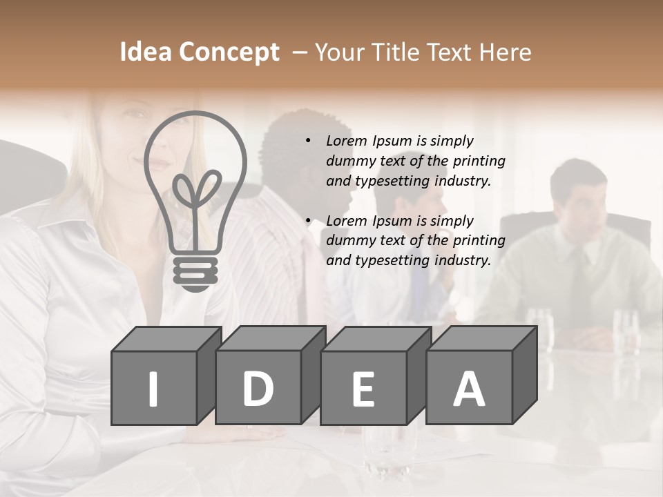 A Group Of People Sitting Around A Conference Table PowerPoint Template