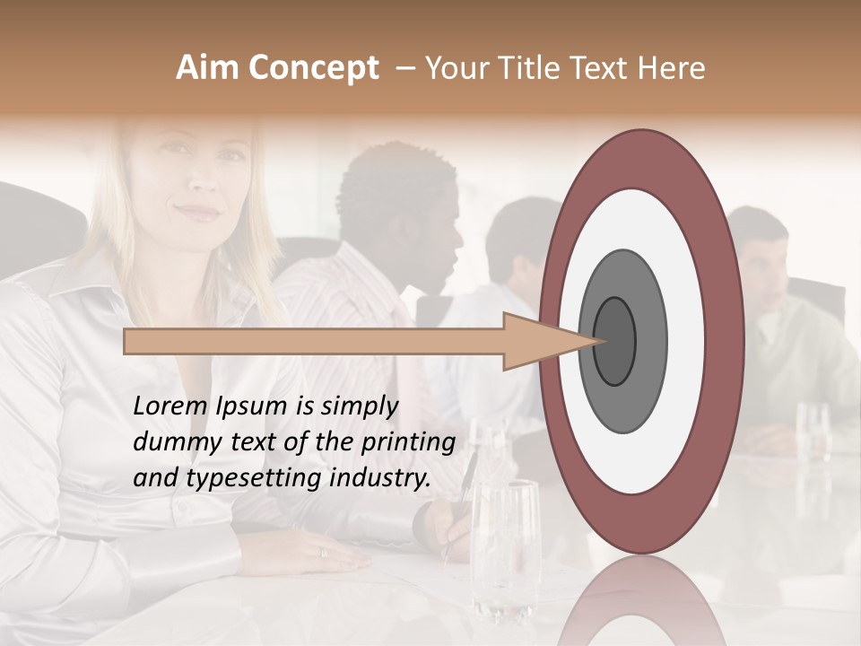 A Group Of People Sitting Around A Conference Table PowerPoint Template