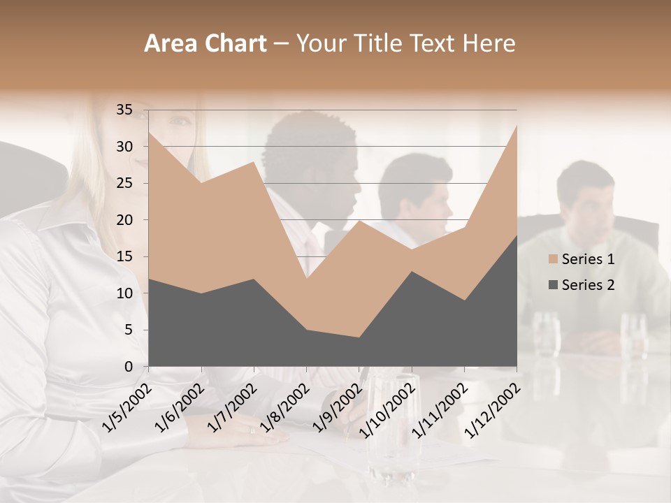 A Group Of People Sitting Around A Conference Table PowerPoint Template
