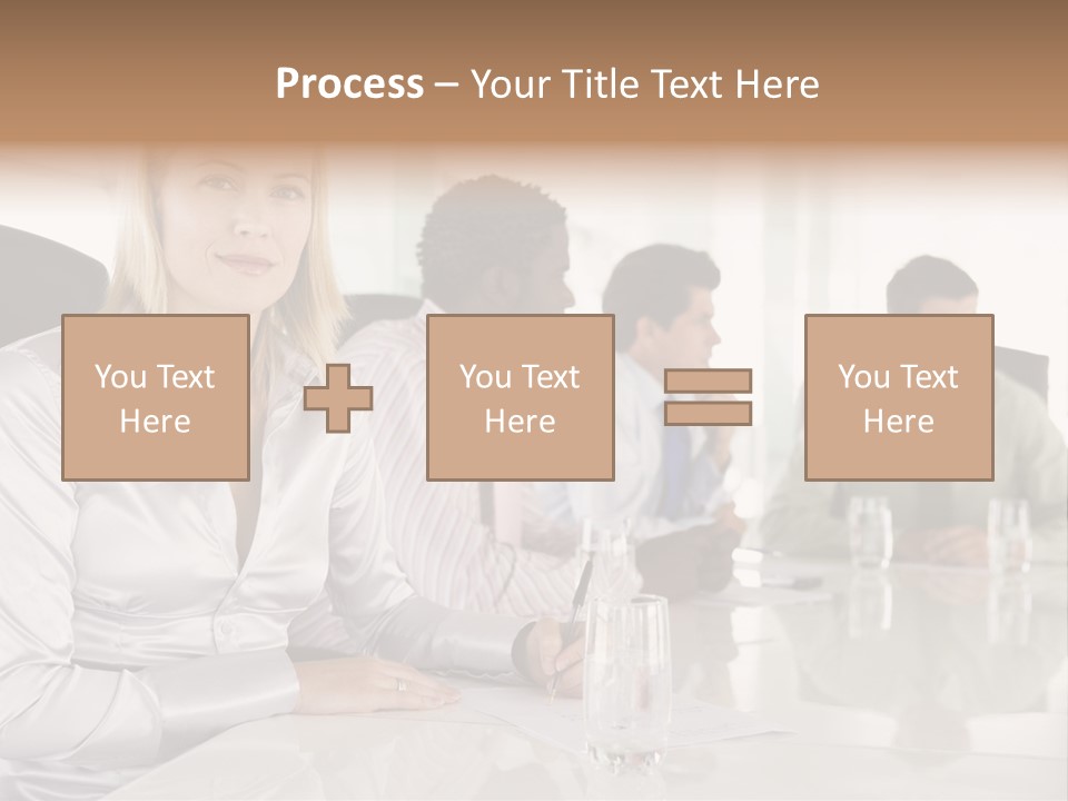 A Group Of People Sitting Around A Conference Table PowerPoint Template