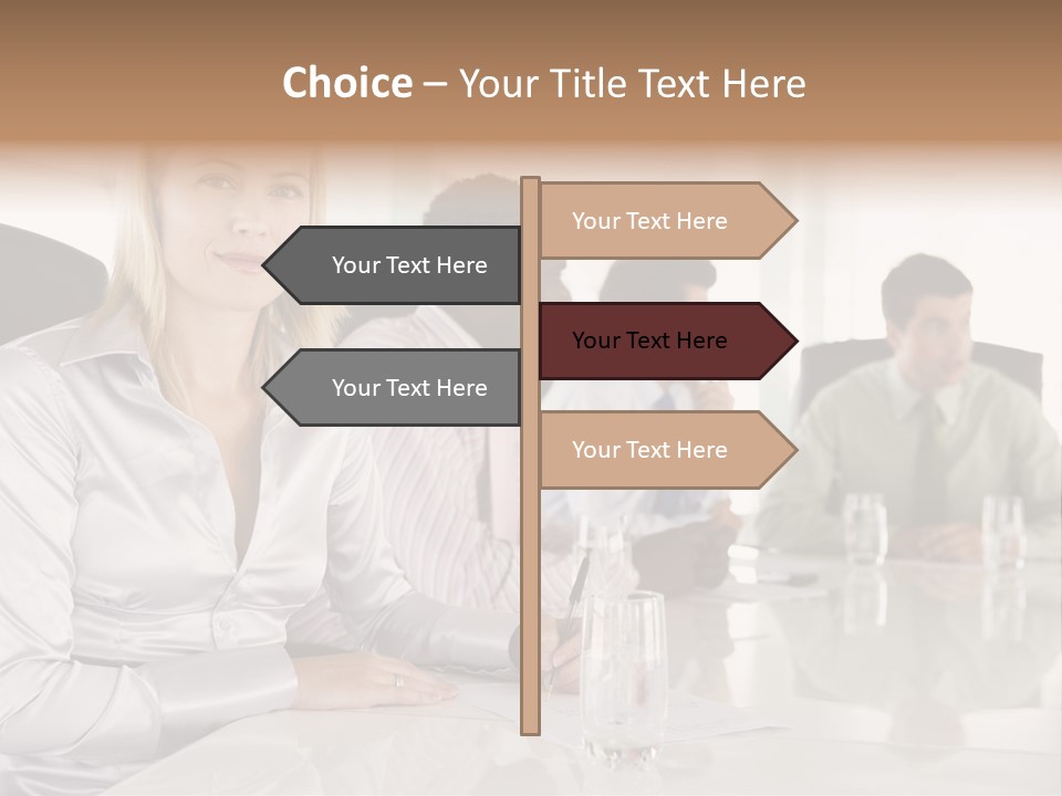 A Group Of People Sitting Around A Conference Table PowerPoint Template