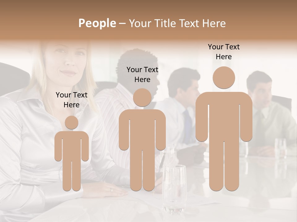A Group Of People Sitting Around A Conference Table PowerPoint Template