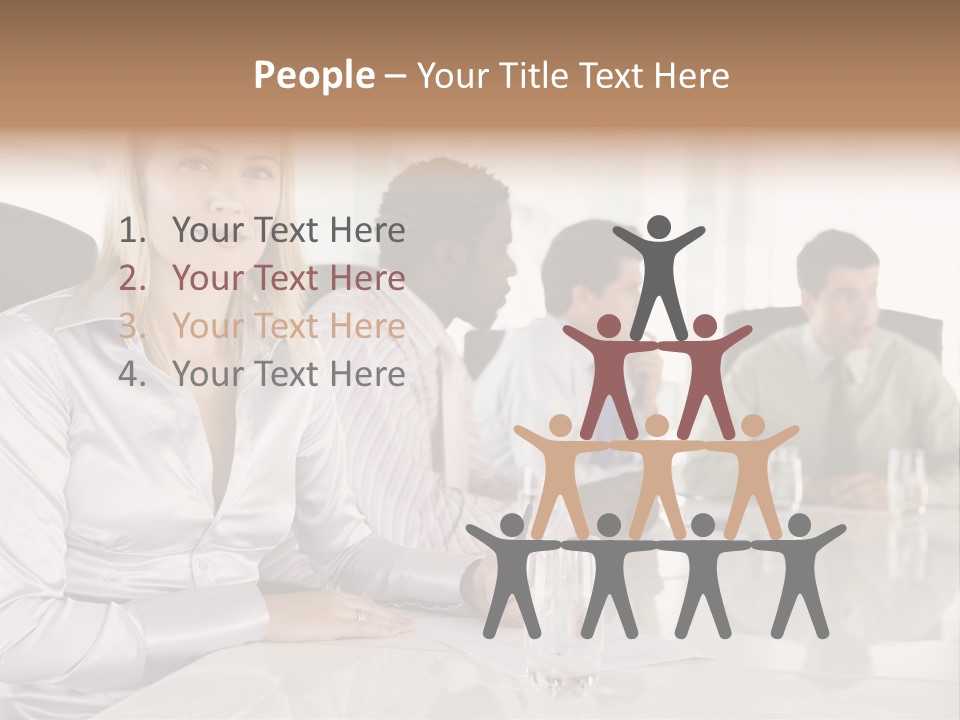 A Group Of People Sitting Around A Conference Table PowerPoint Template