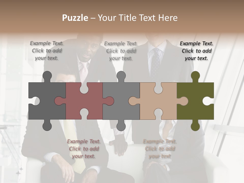 A Group Of Business People Standing Around A Table PowerPoint Template