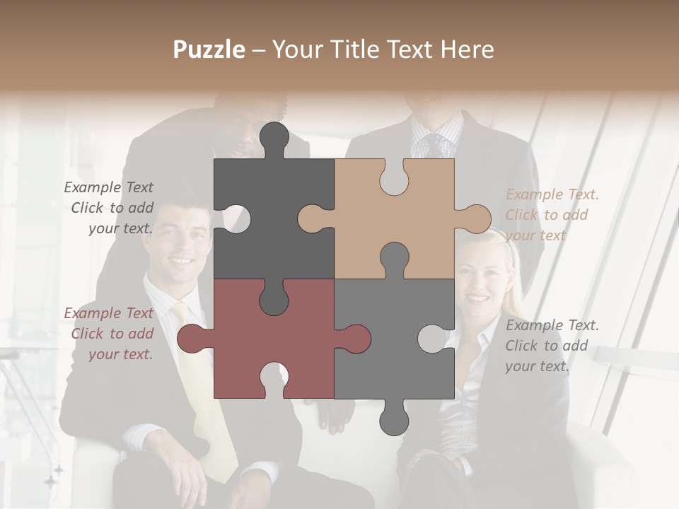 A Group Of Business People Standing Around A Table PowerPoint Template