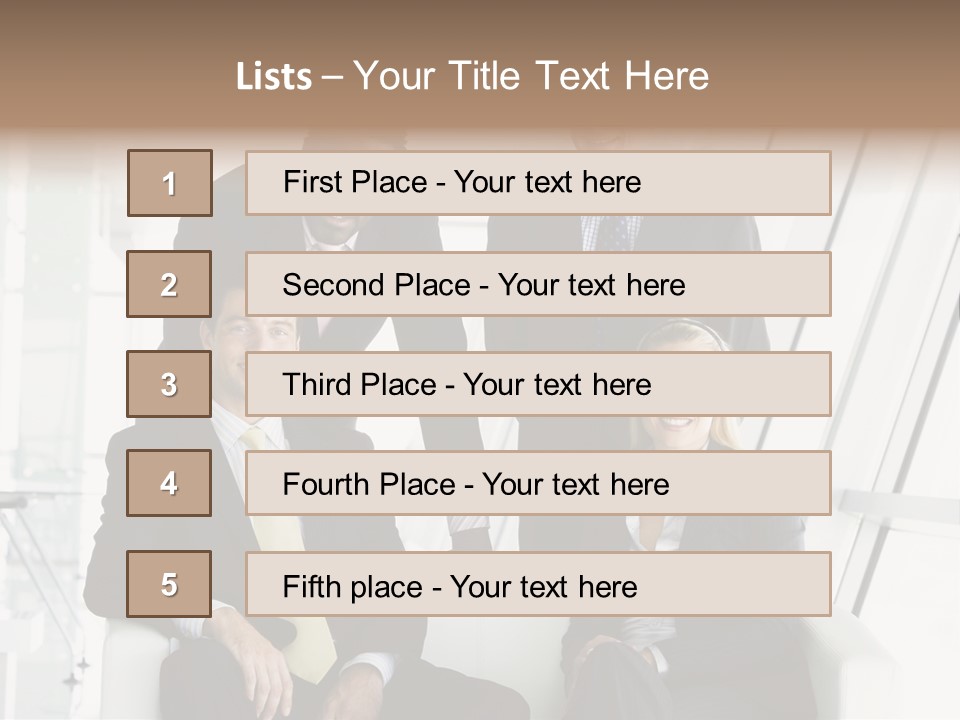 A Group Of Business People Standing Around A Table PowerPoint Template