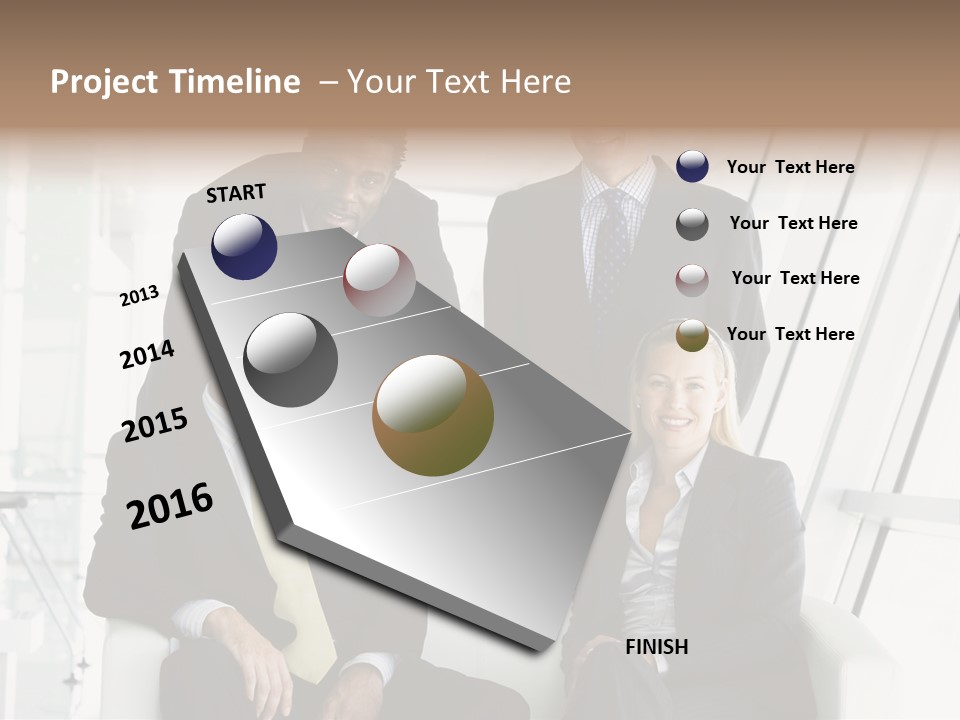 A Group Of Business People Standing Around A Table PowerPoint Template