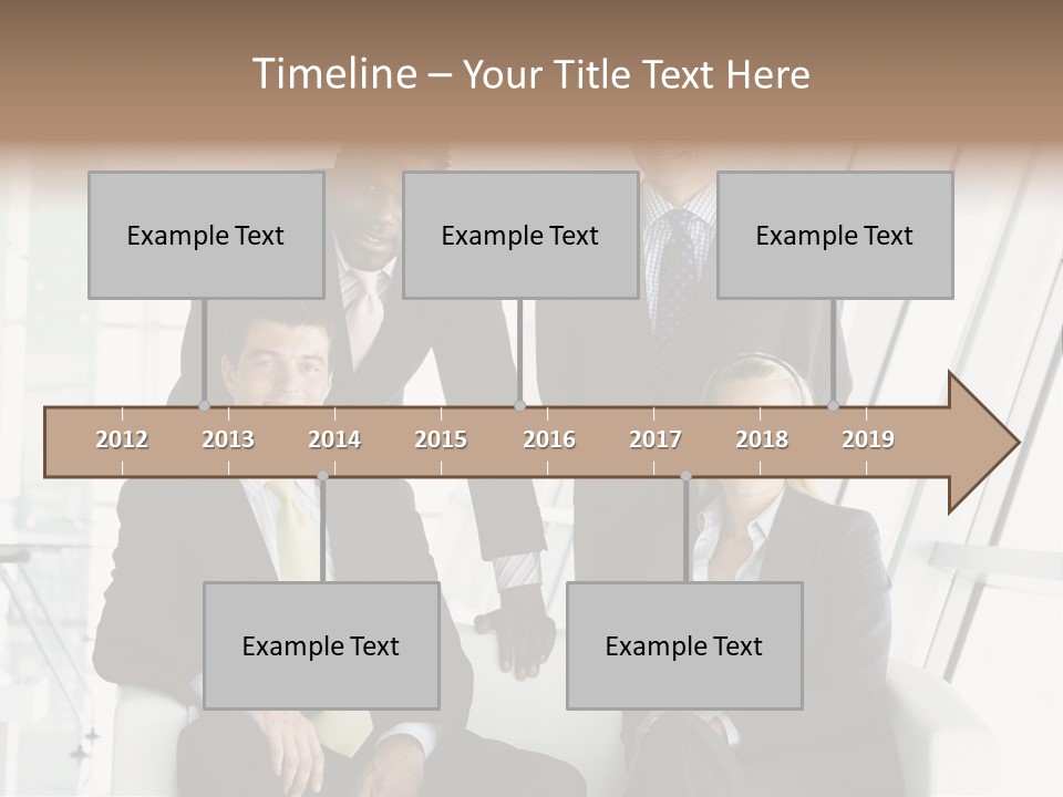 A Group Of Business People Standing Around A Table PowerPoint Template