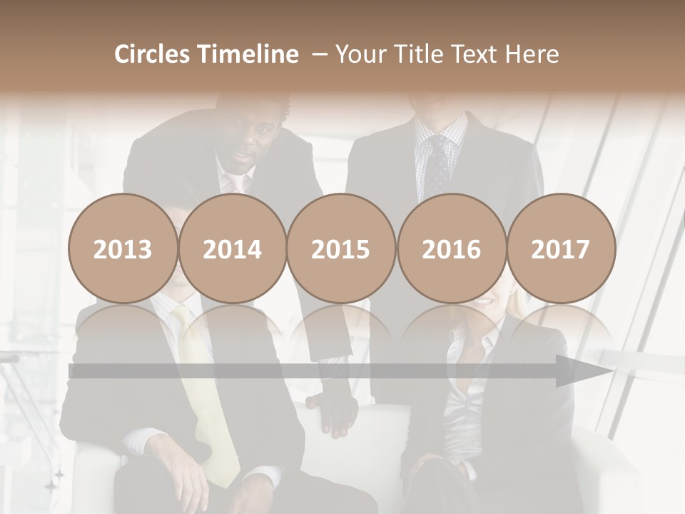 A Group Of Business People Standing Around A Table PowerPoint Template