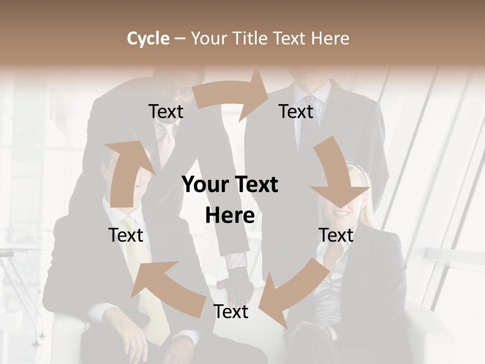 A Group Of Business People Standing Around A Table PowerPoint Template