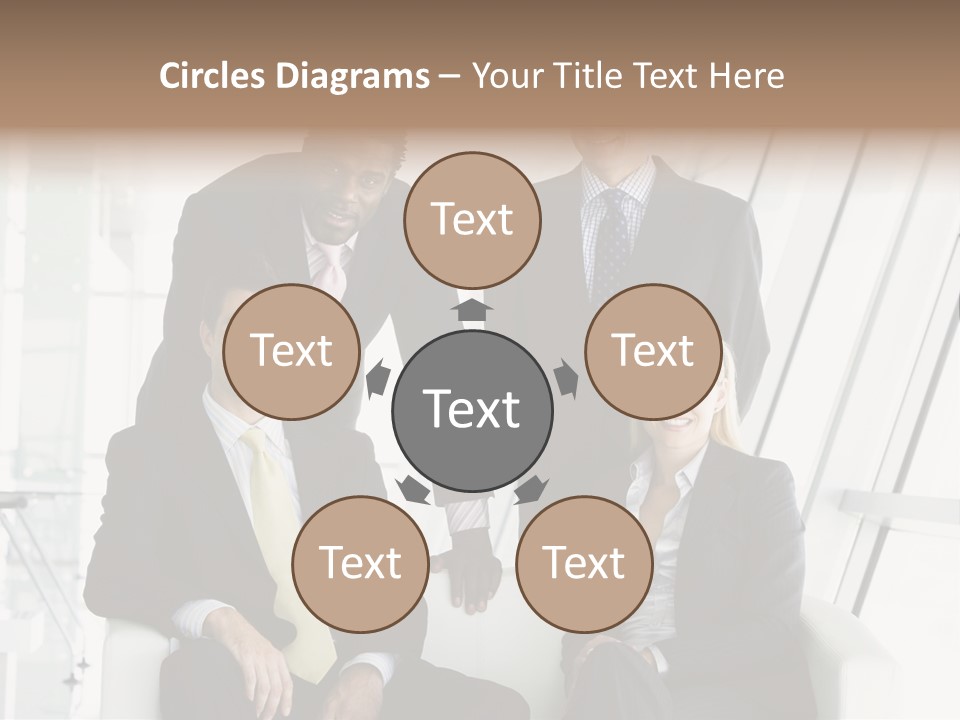 A Group Of Business People Standing Around A Table PowerPoint Template