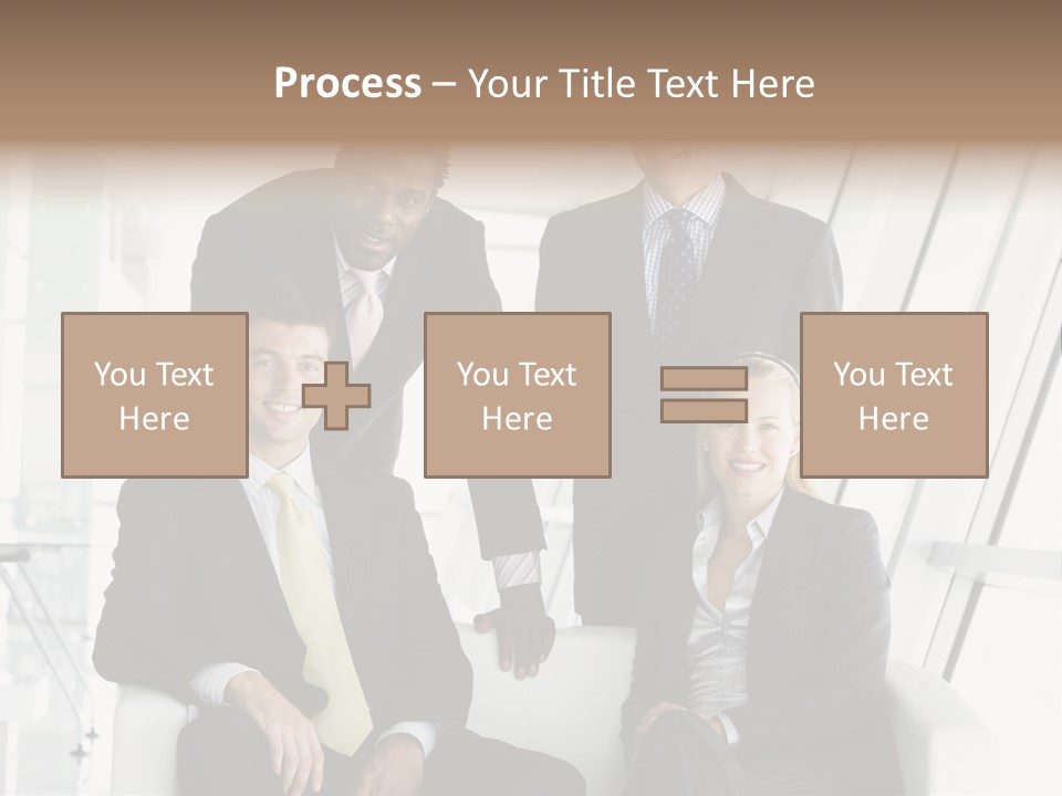 A Group Of Business People Standing Around A Table PowerPoint Template