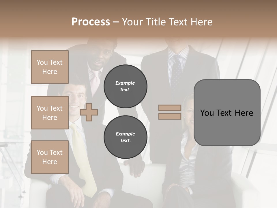 A Group Of Business People Standing Around A Table PowerPoint Template