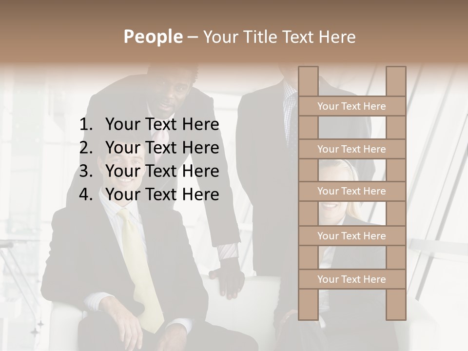 A Group Of Business People Standing Around A Table PowerPoint Template
