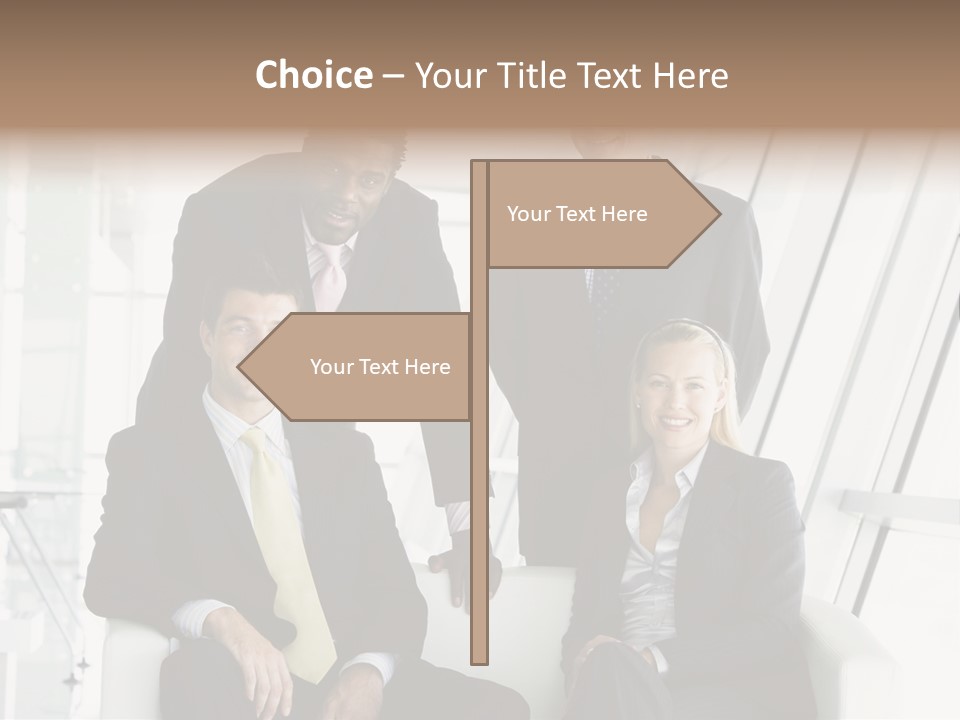 A Group Of Business People Standing Around A Table PowerPoint Template