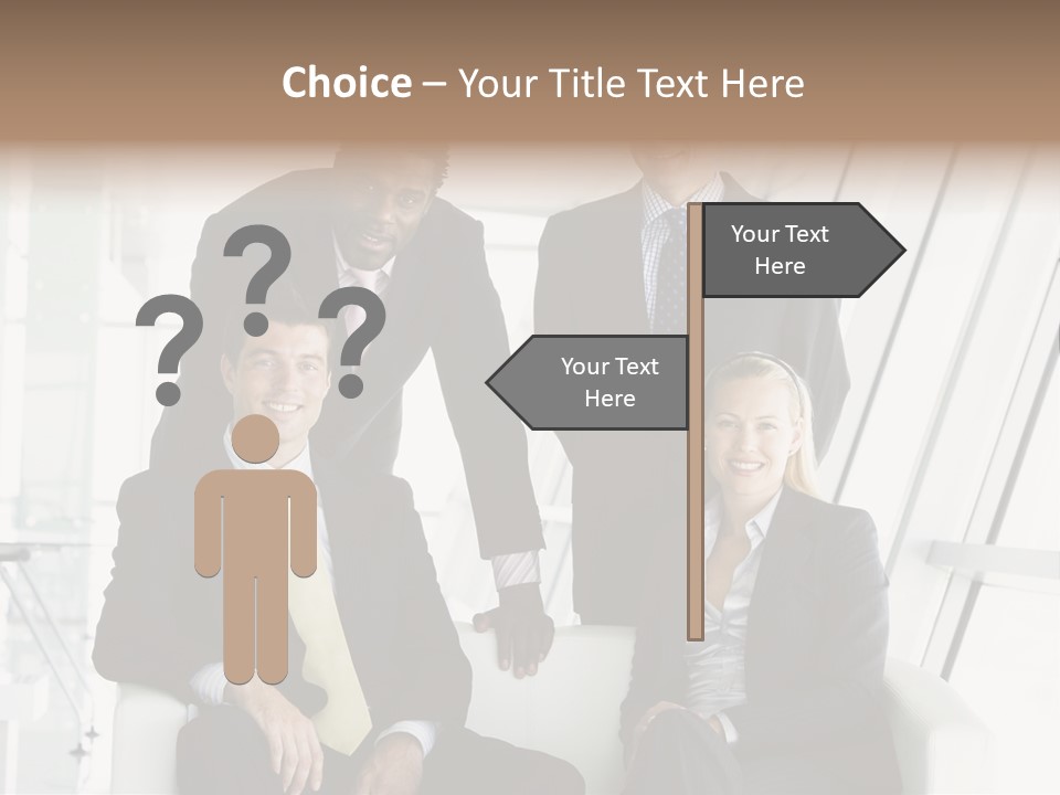 A Group Of Business People Standing Around A Table PowerPoint Template