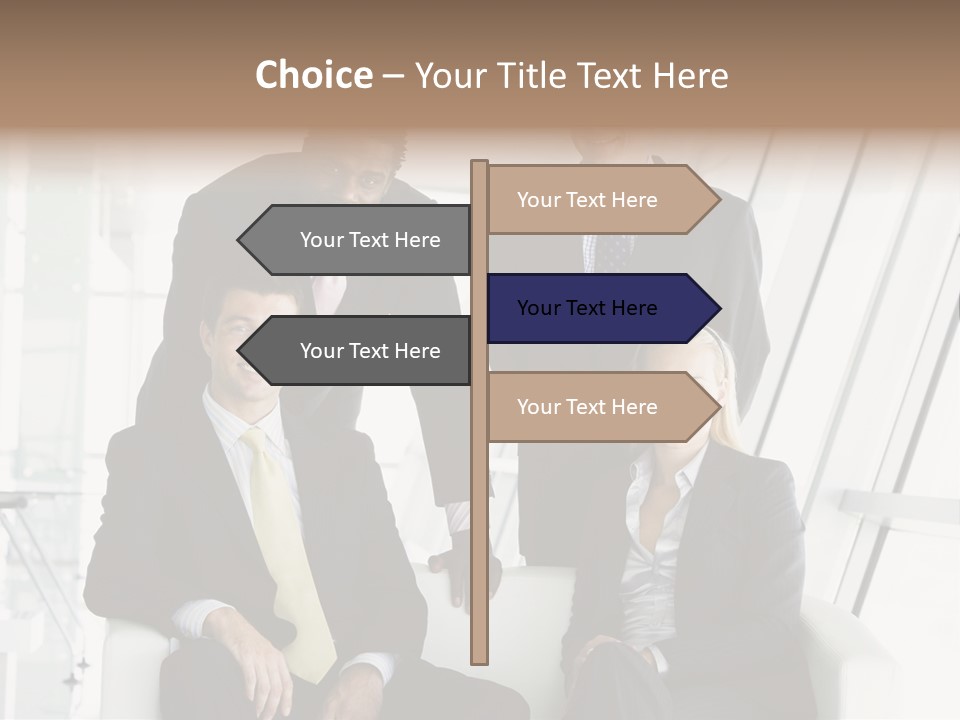 A Group Of Business People Standing Around A Table PowerPoint Template