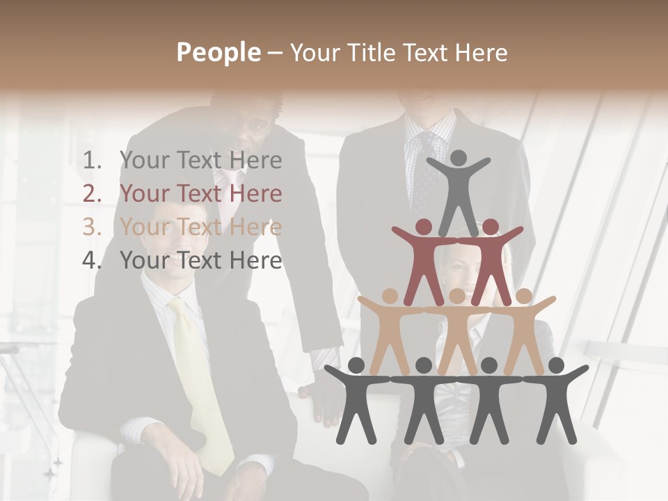 A Group Of Business People Standing Around A Table PowerPoint Template