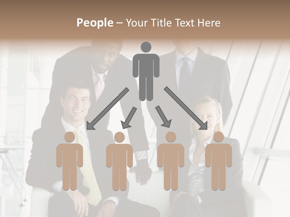 A Group Of Business People Standing Around A Table PowerPoint Template