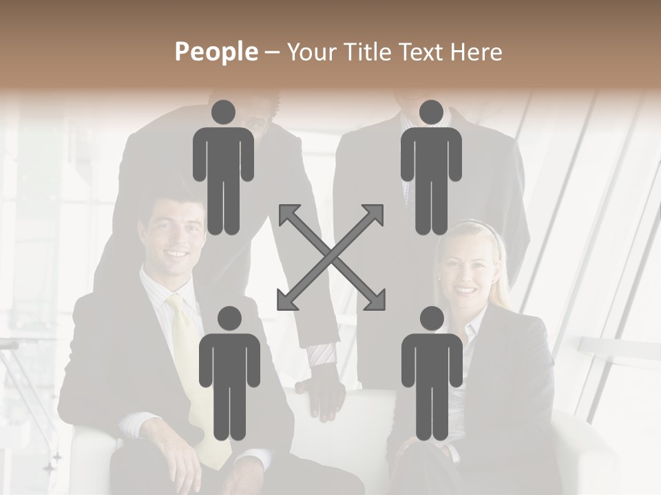 A Group Of Business People Standing Around A Table PowerPoint Template