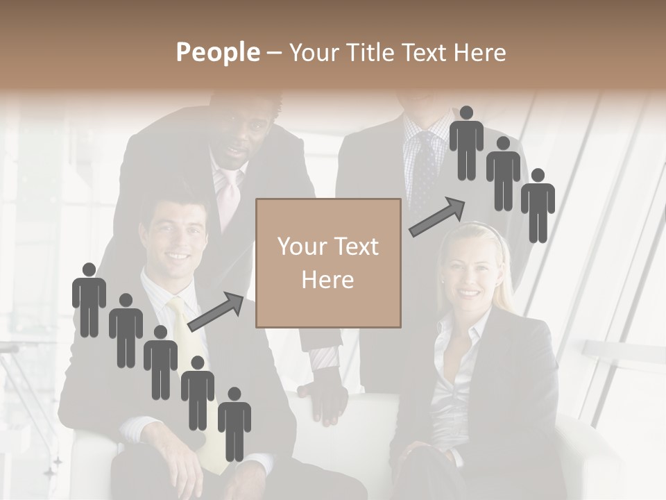 A Group Of Business People Standing Around A Table PowerPoint Template