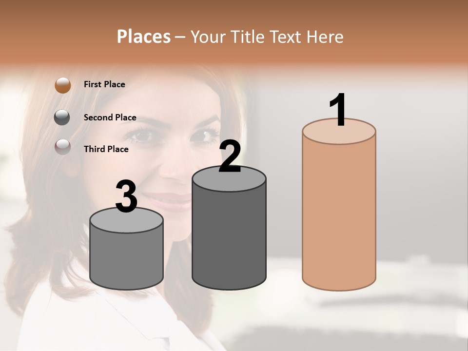 A Woman Is Smiling In Front Of A Computer PowerPoint Template