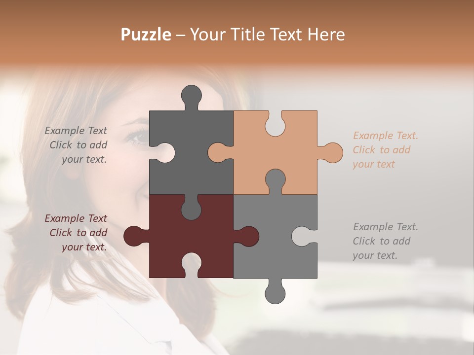 A Woman Is Smiling In Front Of A Computer PowerPoint Template