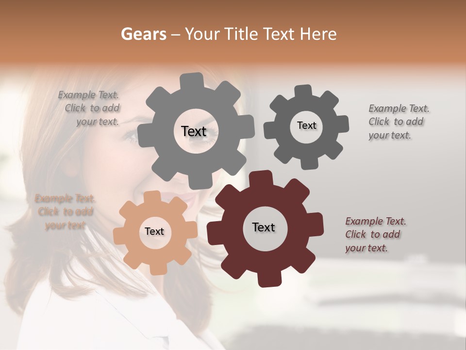 A Woman Is Smiling In Front Of A Computer PowerPoint Template