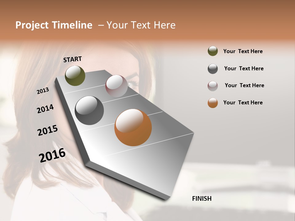 A Woman Is Smiling In Front Of A Computer PowerPoint Template