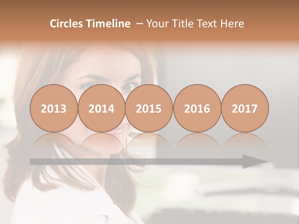 A Woman Is Smiling In Front Of A Computer PowerPoint Template