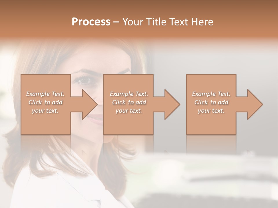 A Woman Is Smiling In Front Of A Computer PowerPoint Template
