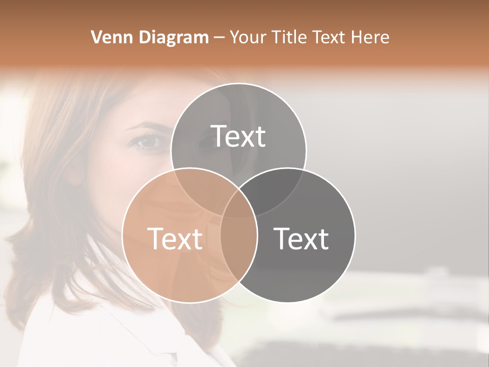 A Woman Is Smiling In Front Of A Computer PowerPoint Template